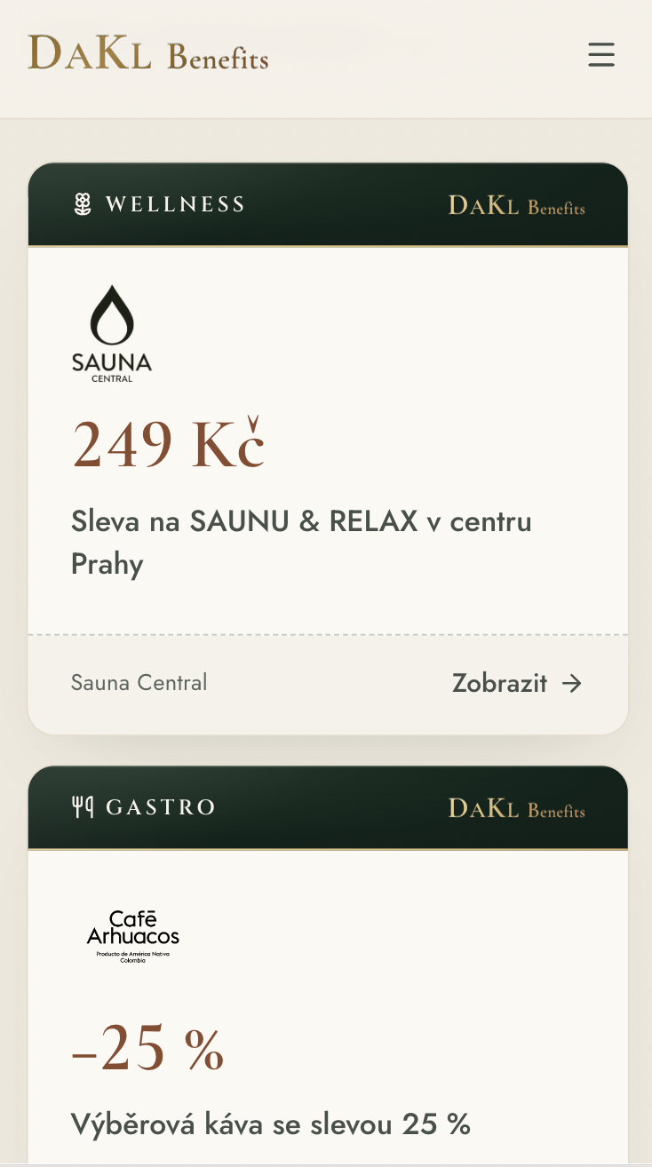 Obrázek z projektu DAKL Benefits — platforma pro správu a distribuci zaměstnaneckých benefitů