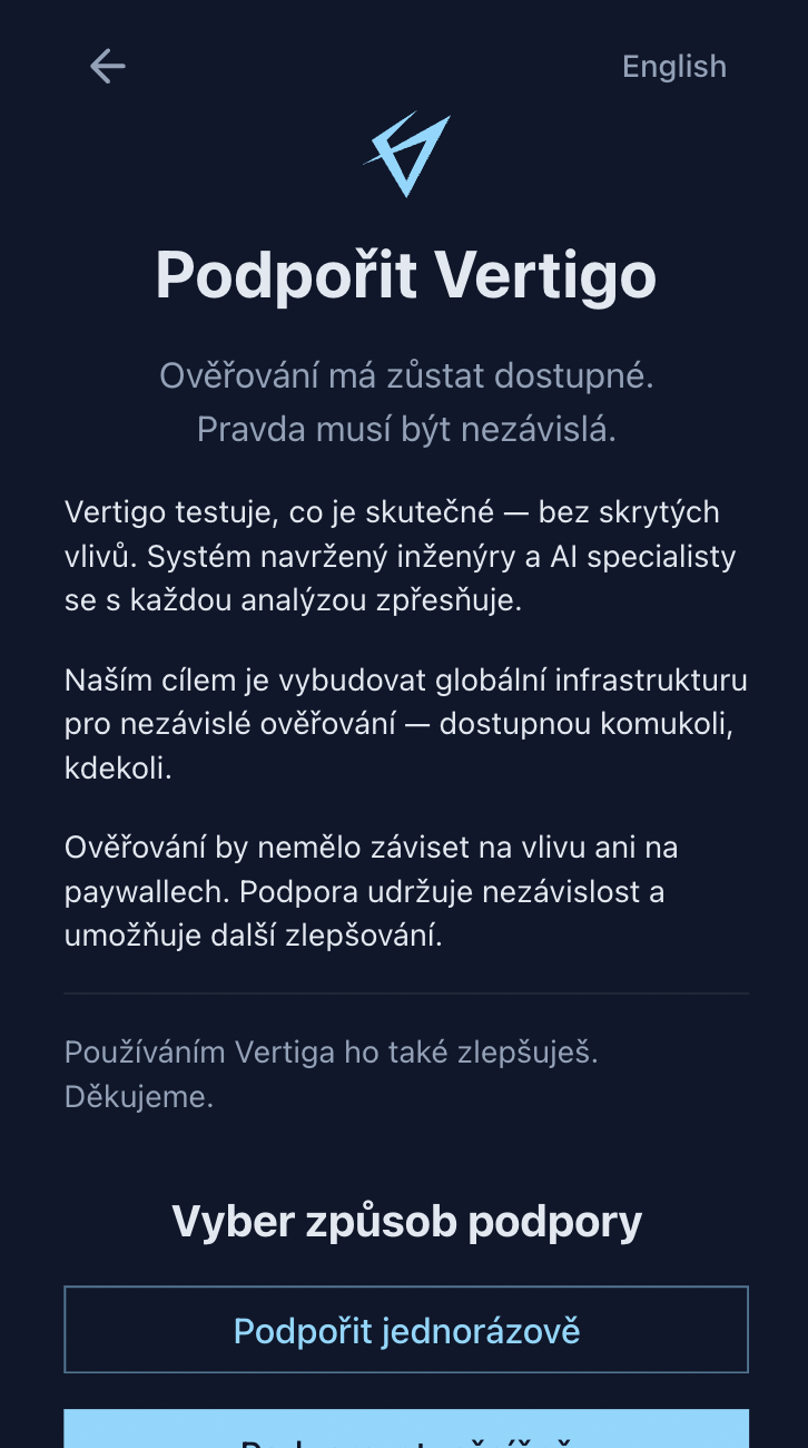 Obrázek z projektu Vertigo: ověřování obsahu a důvěryhodnosti webů