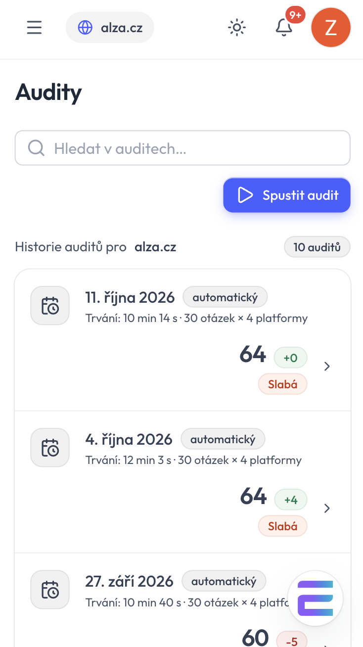 Obrázek z projektu EchoEngine – měření viditelnosti značky v AI vyhledávačích